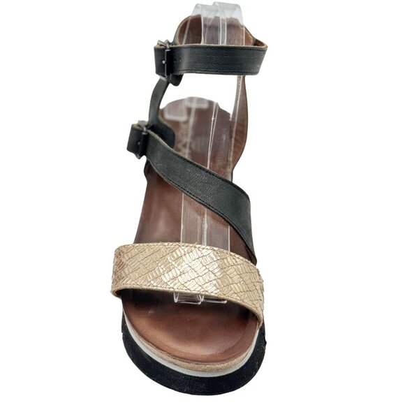 Made in Spain Leather Black/Gold Sandals TakeMe Size 41Womens Cushioned Insoles - Picture 10 of 12